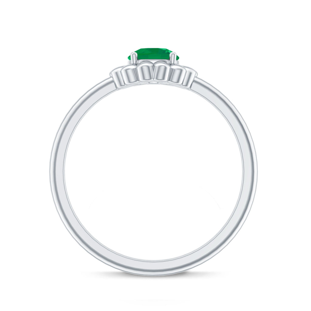 Emerald Promise Ring – Natural Flower Design with AAA Quality Green Gemstone