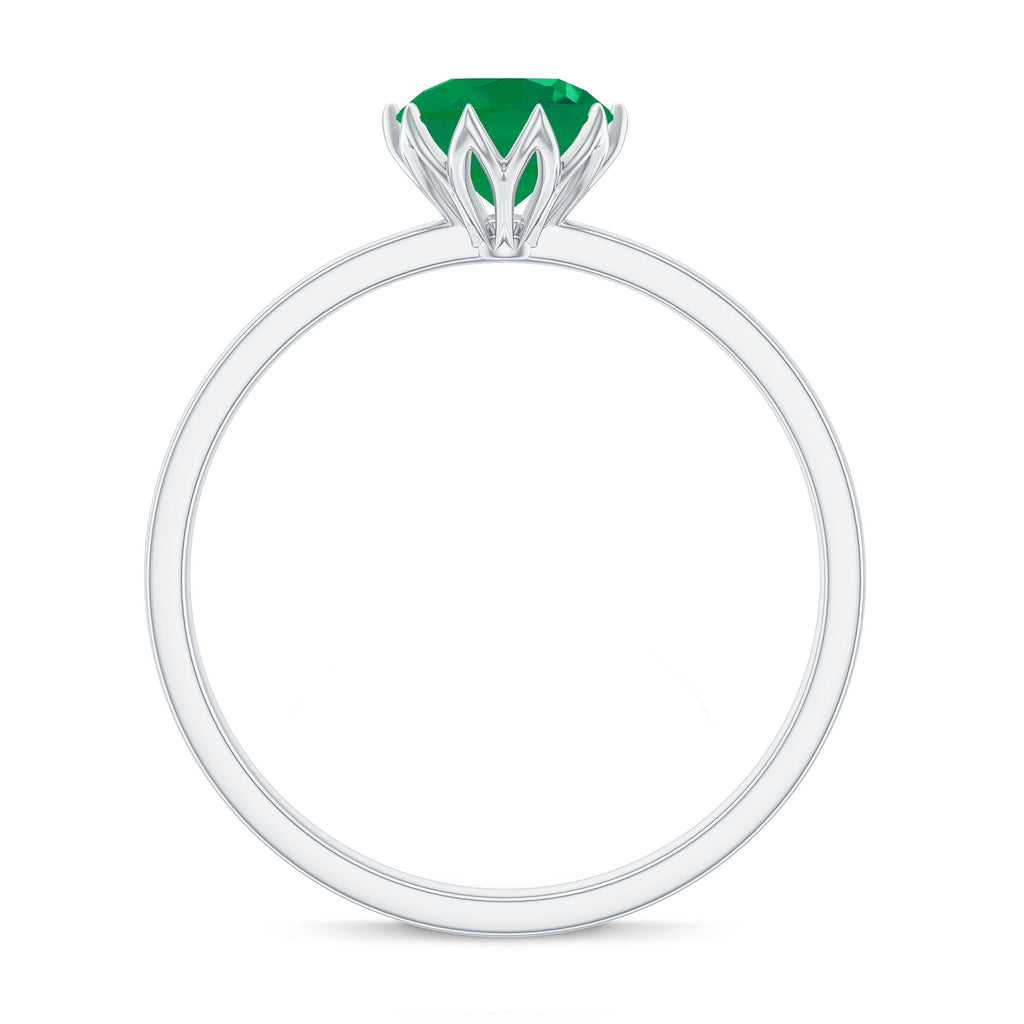 Emerald Promise Ring – Natural Solitaire Lotus Basket Setting | AAA Quality Gemstone