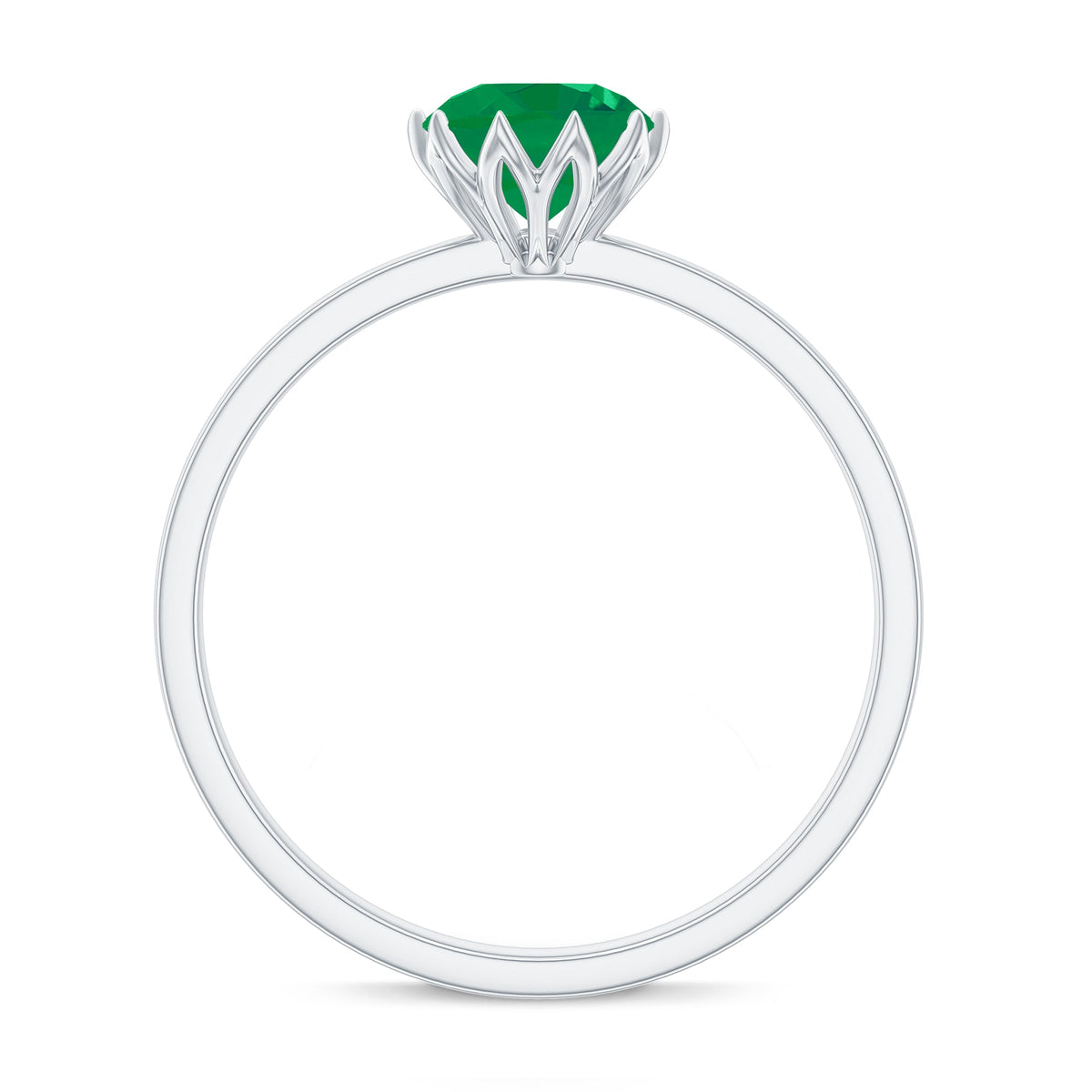 Emerald Promise Ring – Natural Solitaire Lotus Basket Setting | AAA Quality Gemstone