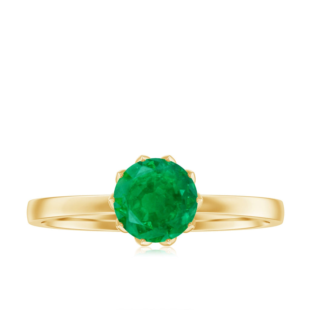 Emerald Promise Ring – Natural Solitaire Lotus Basket Setting | AAA Quality Gemstone