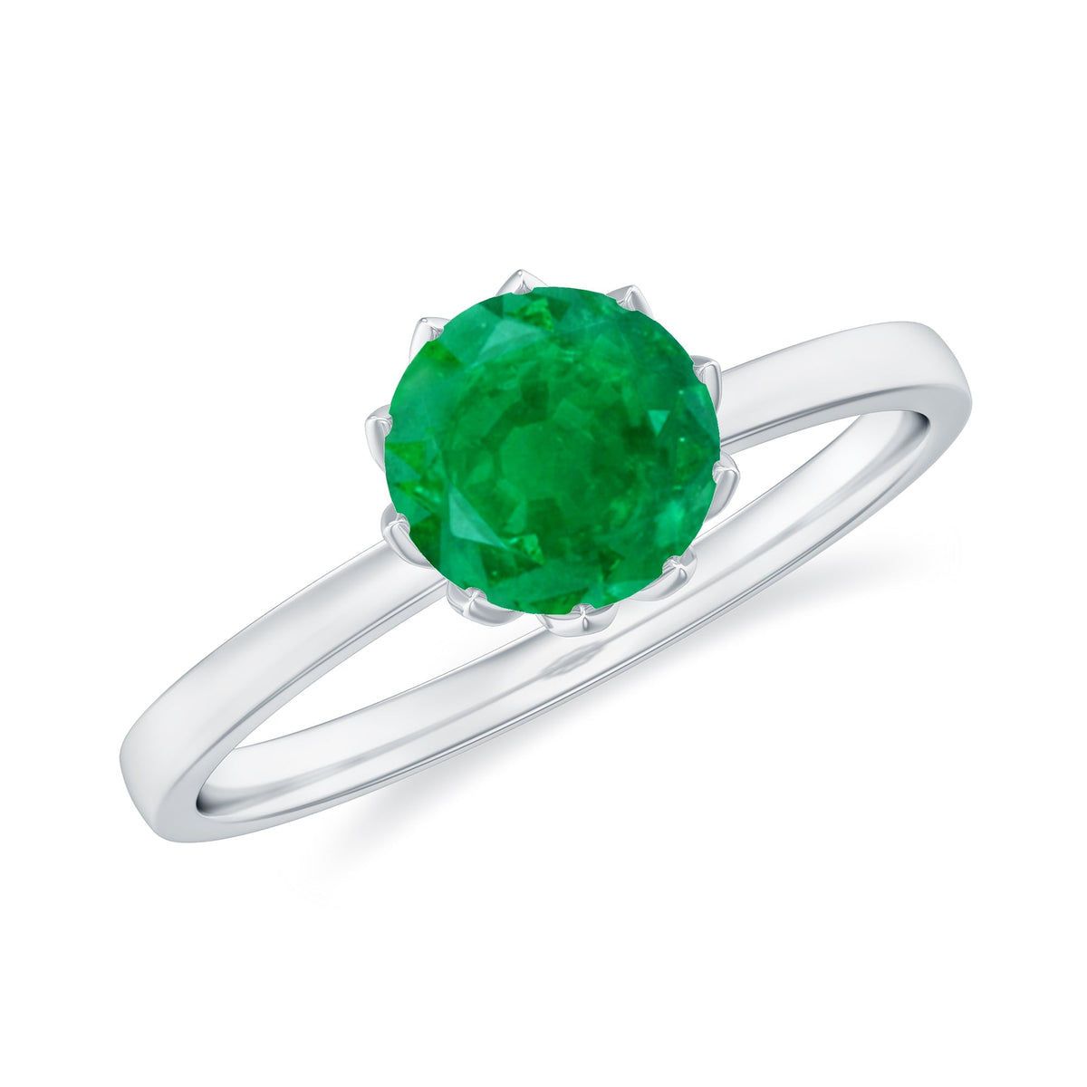 Emerald Promise Ring – Natural Solitaire Lotus Basket Setting | AAA Quality Gemstone