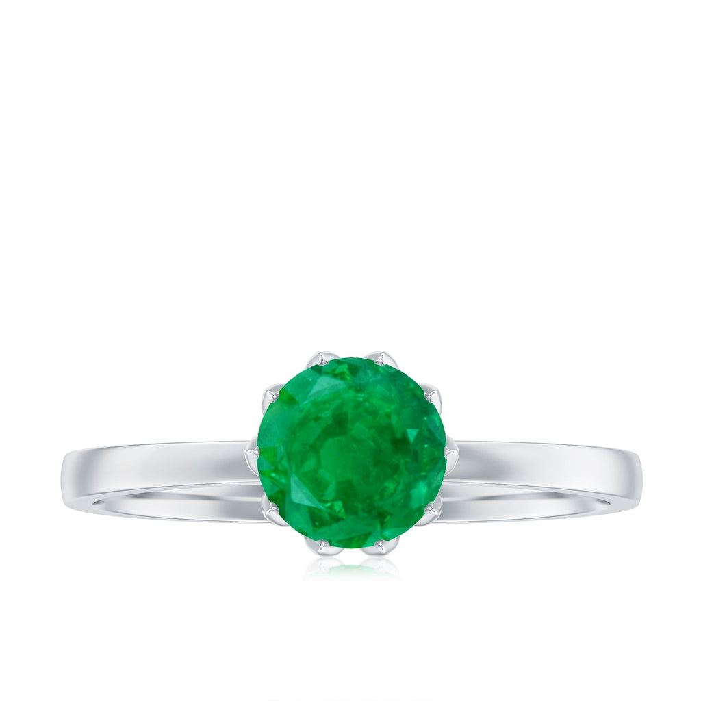 Emerald Promise Ring – Natural Solitaire Lotus Basket Setting | AAA Quality Gemstone