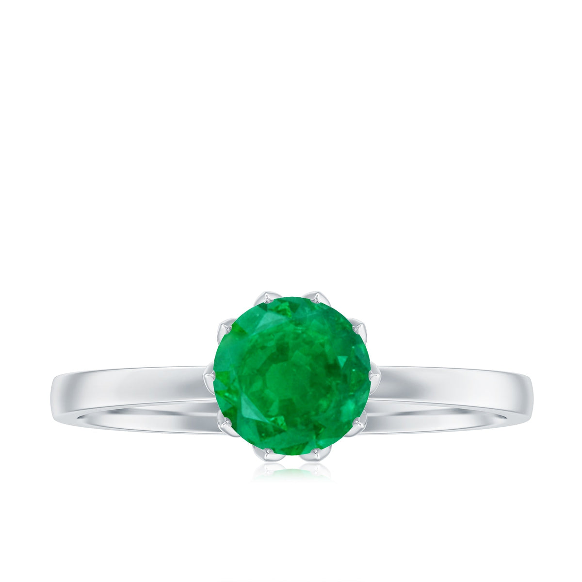 Emerald Promise Ring – Natural Solitaire Lotus Basket Setting | AAA Quality Gemstone
