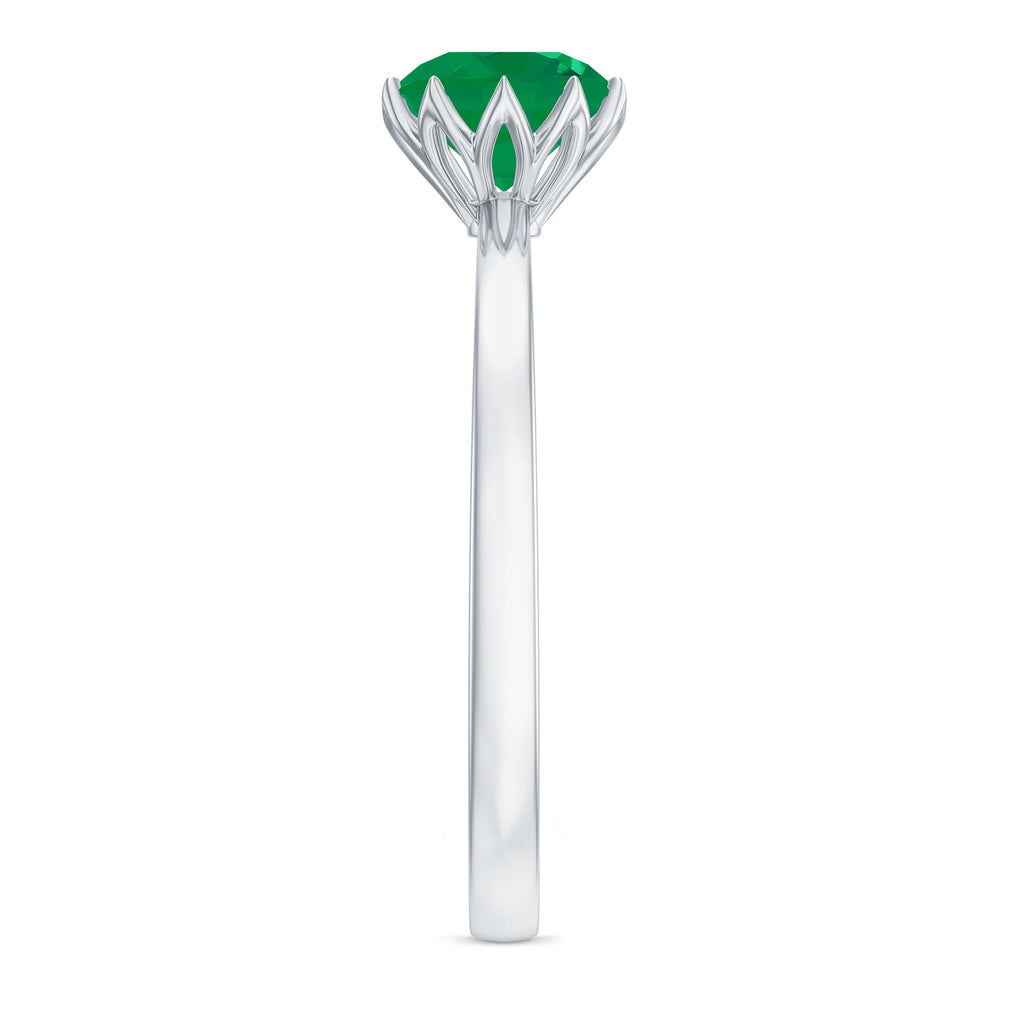 Emerald Promise Ring – Natural Solitaire Lotus Basket Setting | AAA Quality Gemstone