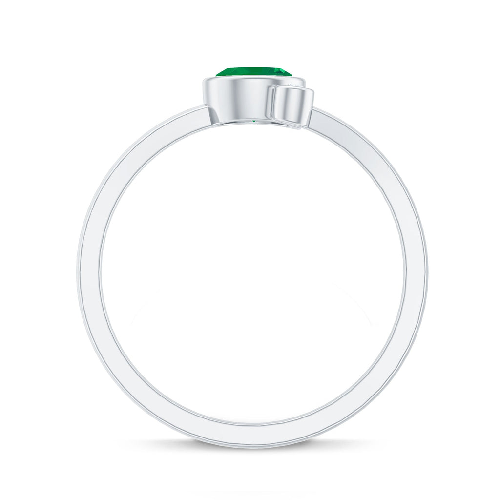 Emerald Promise Ring - Two Stone Bezel Set Ring with Round Cut Emerald & Lab Grown Diamond