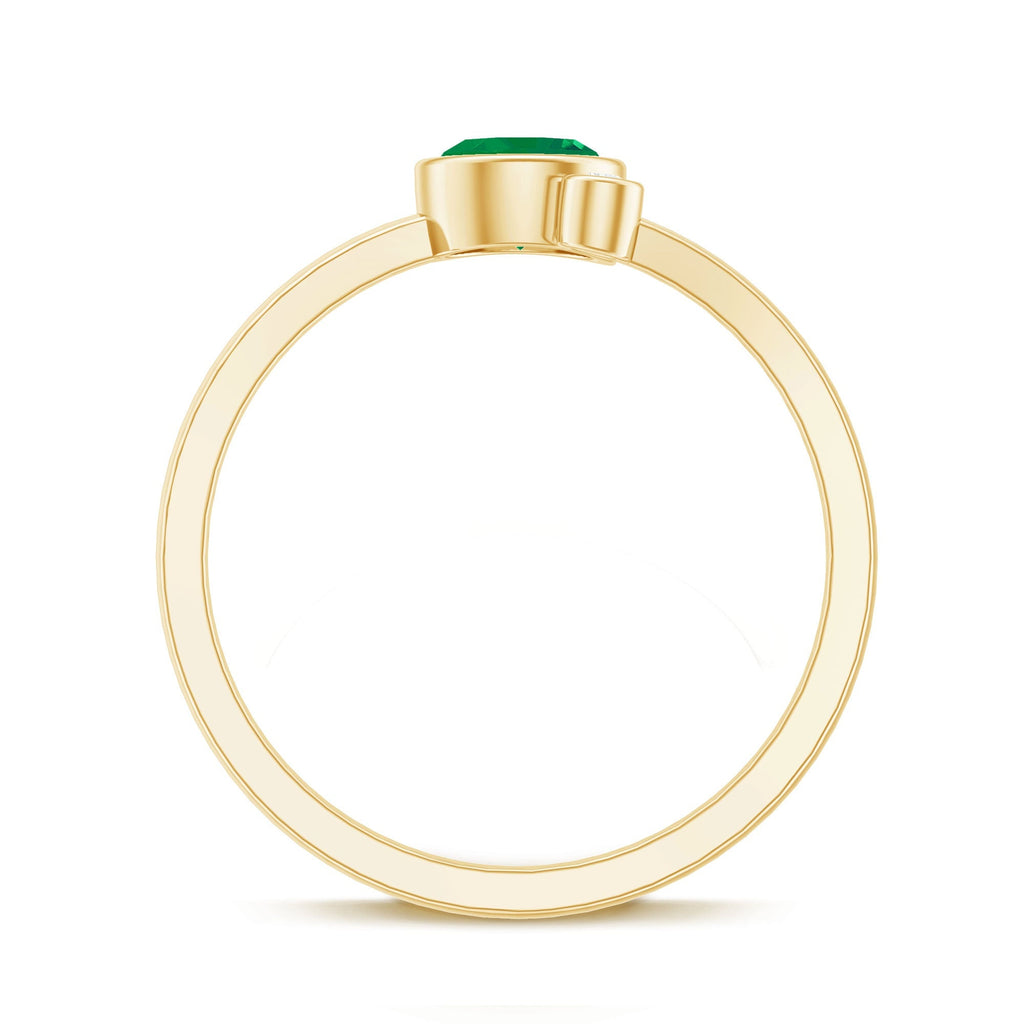 Emerald Promise Ring - Two Stone Bezel Set Ring with Round Cut Emerald & Lab Grown Diamond