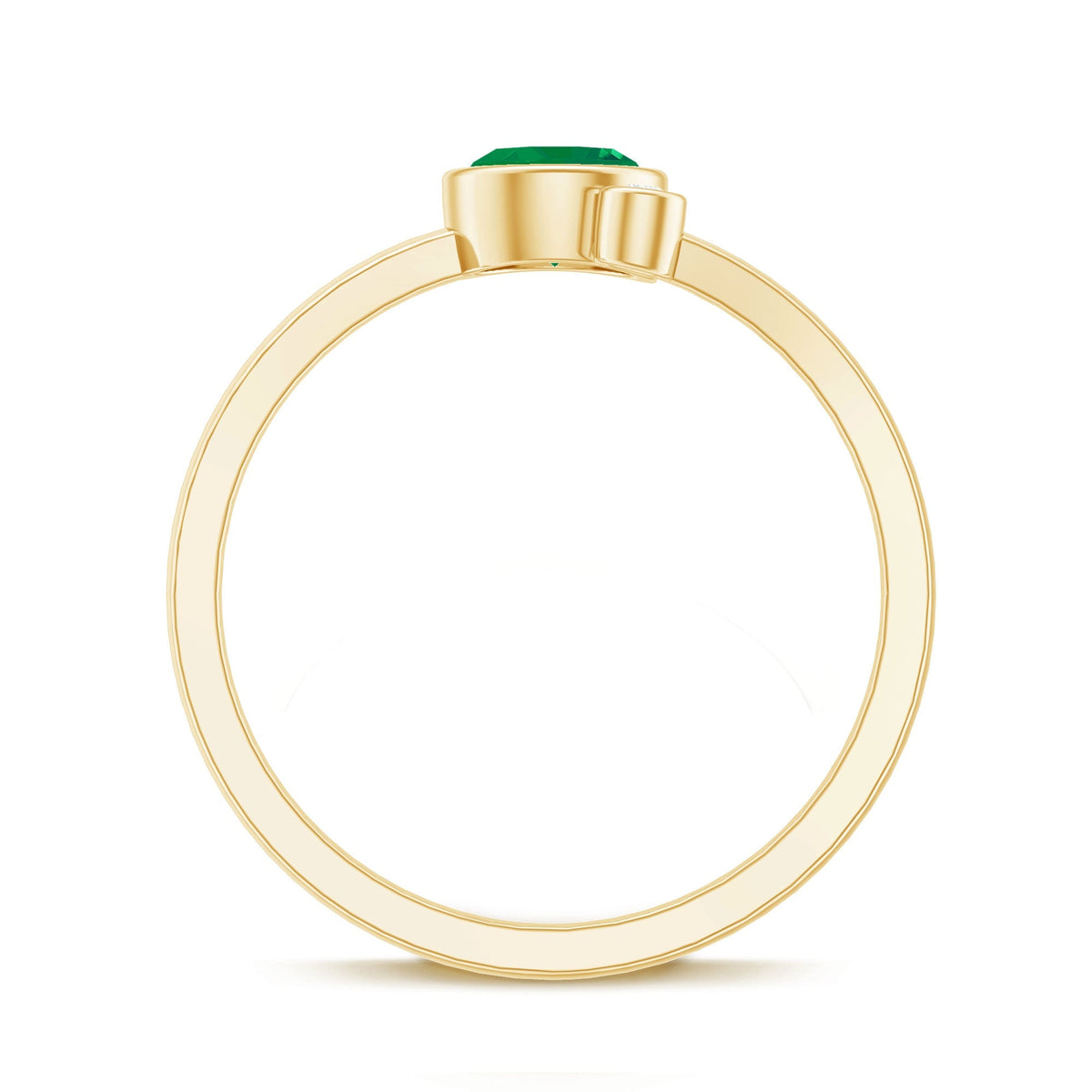 Emerald Promise Ring - Two Stone Bezel Set Ring with Round Cut Emerald & Lab Grown Diamond