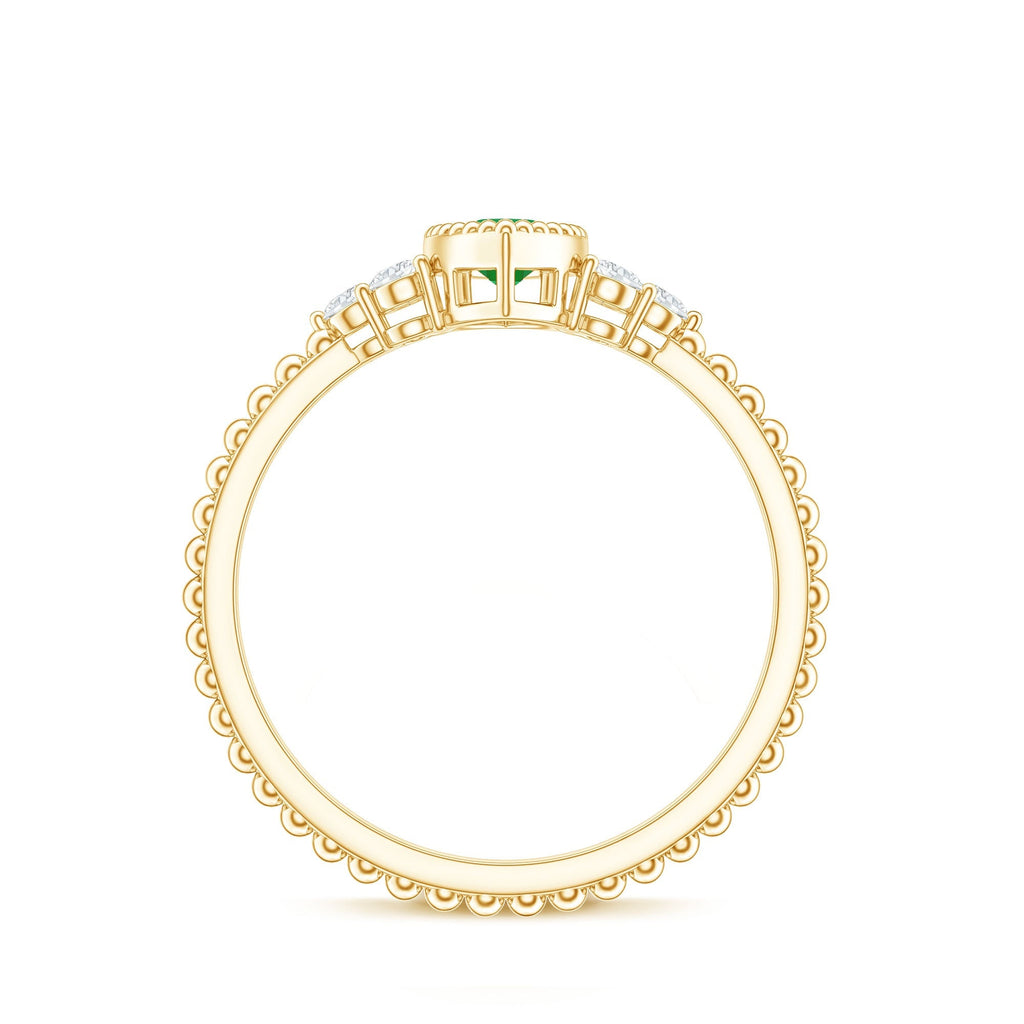 Emerald Promise Ring – Vintage Engagement Band With Marquise Emerald & Trio Diamonds