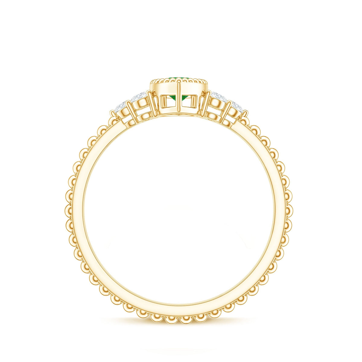 Emerald Promise Ring – Vintage Engagement Band With Marquise Emerald & Trio Diamonds
