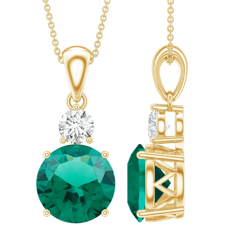 Emerald Solitaire Necklace – 2.75 Carat Lab Created Emerald Pendant | Silver Chain