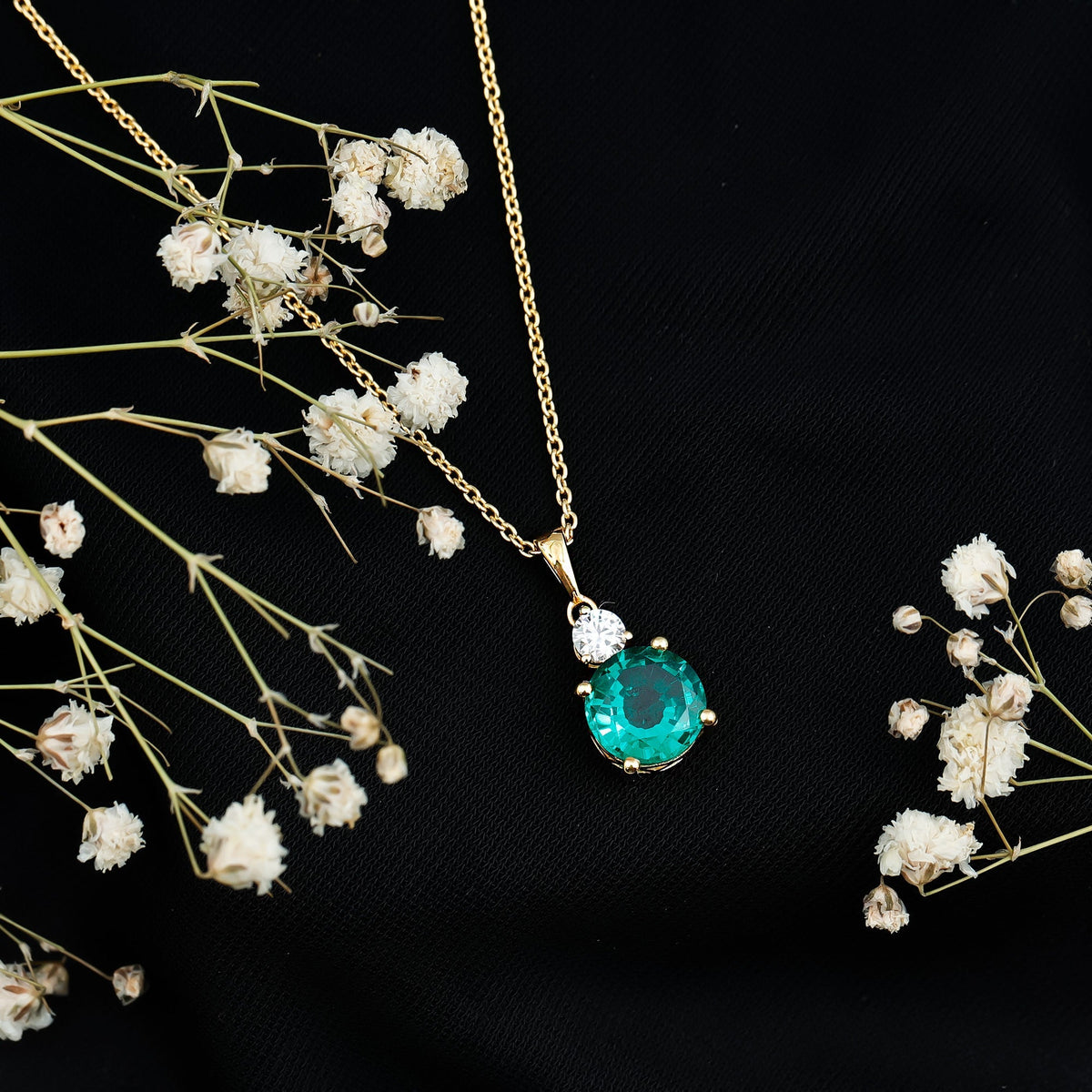 Emerald Solitaire Necklace – 2.75 Carat Lab Created Emerald Pendant | Silver Chain