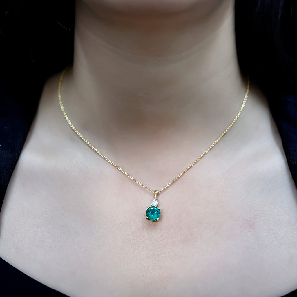 Emerald Solitaire Necklace – 2.75 Carat Lab Created Emerald Pendant | Silver Chain