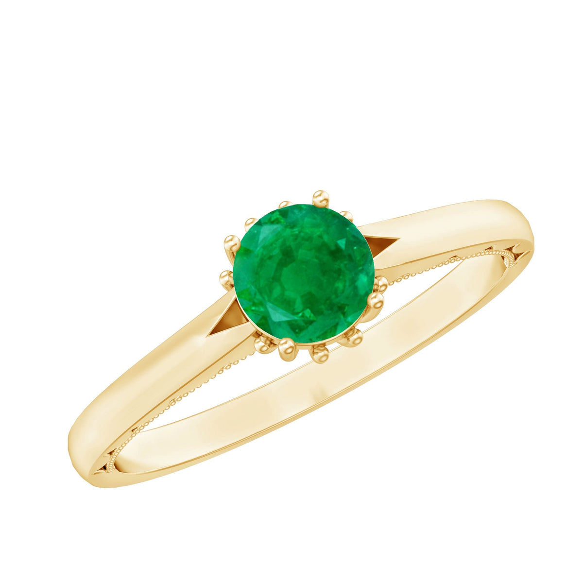 Emerald Solitaire Ring | 0.5 Carat AAA Quality May Birthstone Green Gemstone with Prong Setting