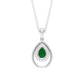 Emerald Teardrop Necklace – AAA Quality Emerald Pendant with Diamond Halo