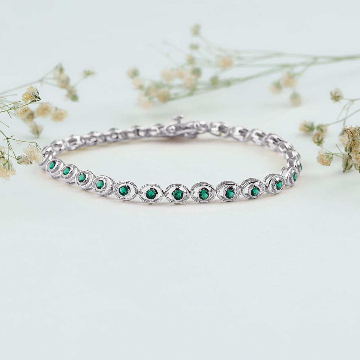 Emerald Tennis Bracelet - Lab Created Emeralds in Durable Bezel Setting Jewelry