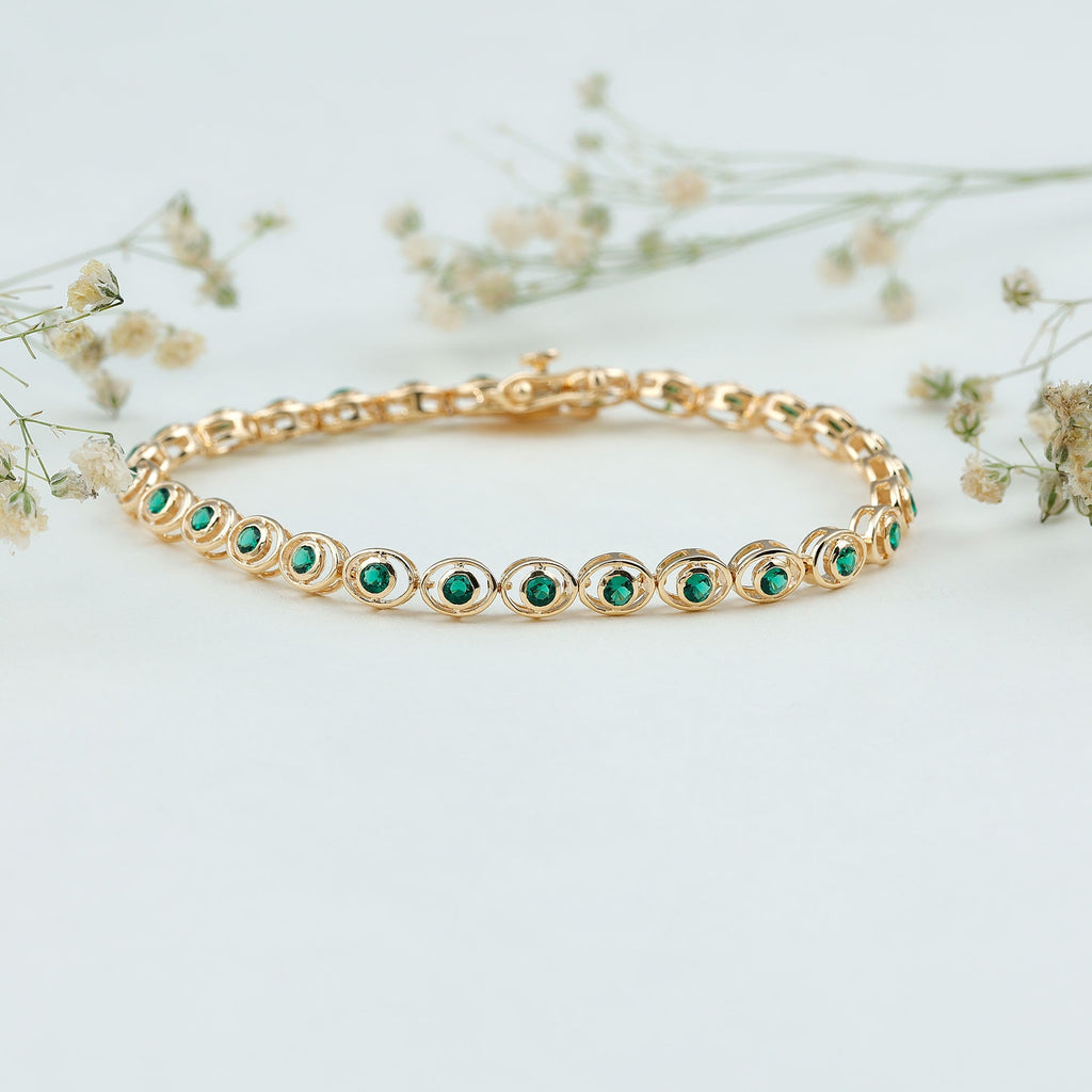 Emerald Tennis Bracelet - Lab Created Emeralds in Durable Bezel Setting Jewelry