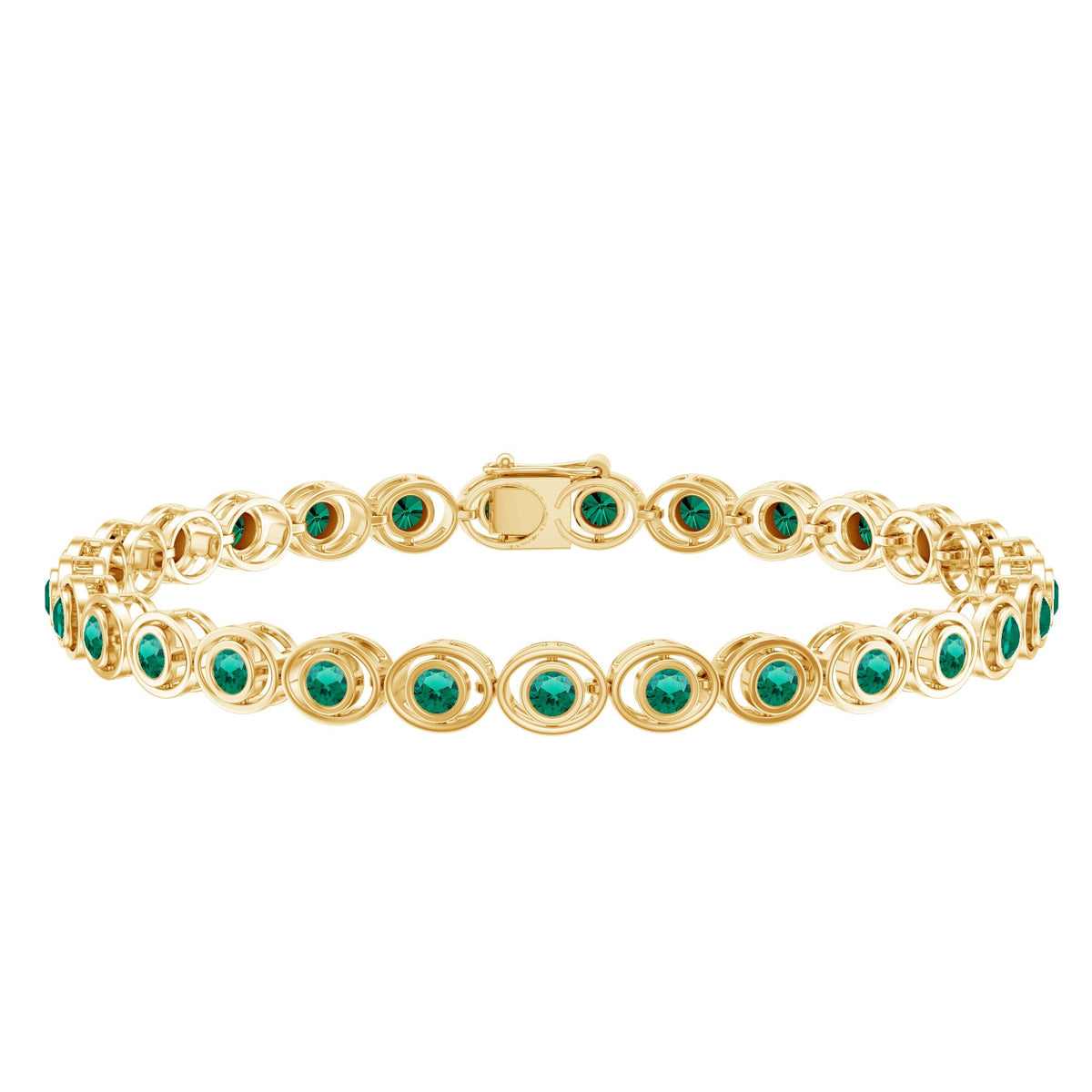 Emerald Tennis Bracelet - Lab Created Emeralds in Durable Bezel Setting Jewelry
