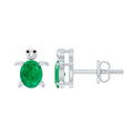 Emerald Turtle Earrings – Oval Emerald Studs With Secure Screw Back Closure