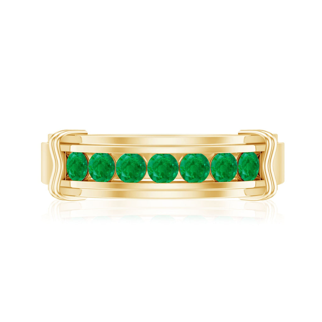 Emerald Wedding Band – Half Eternity Ring With Channel Set Green Gemstones