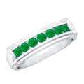 Emerald Wedding Band – Half Eternity Ring With Channel Set Green Gemstones