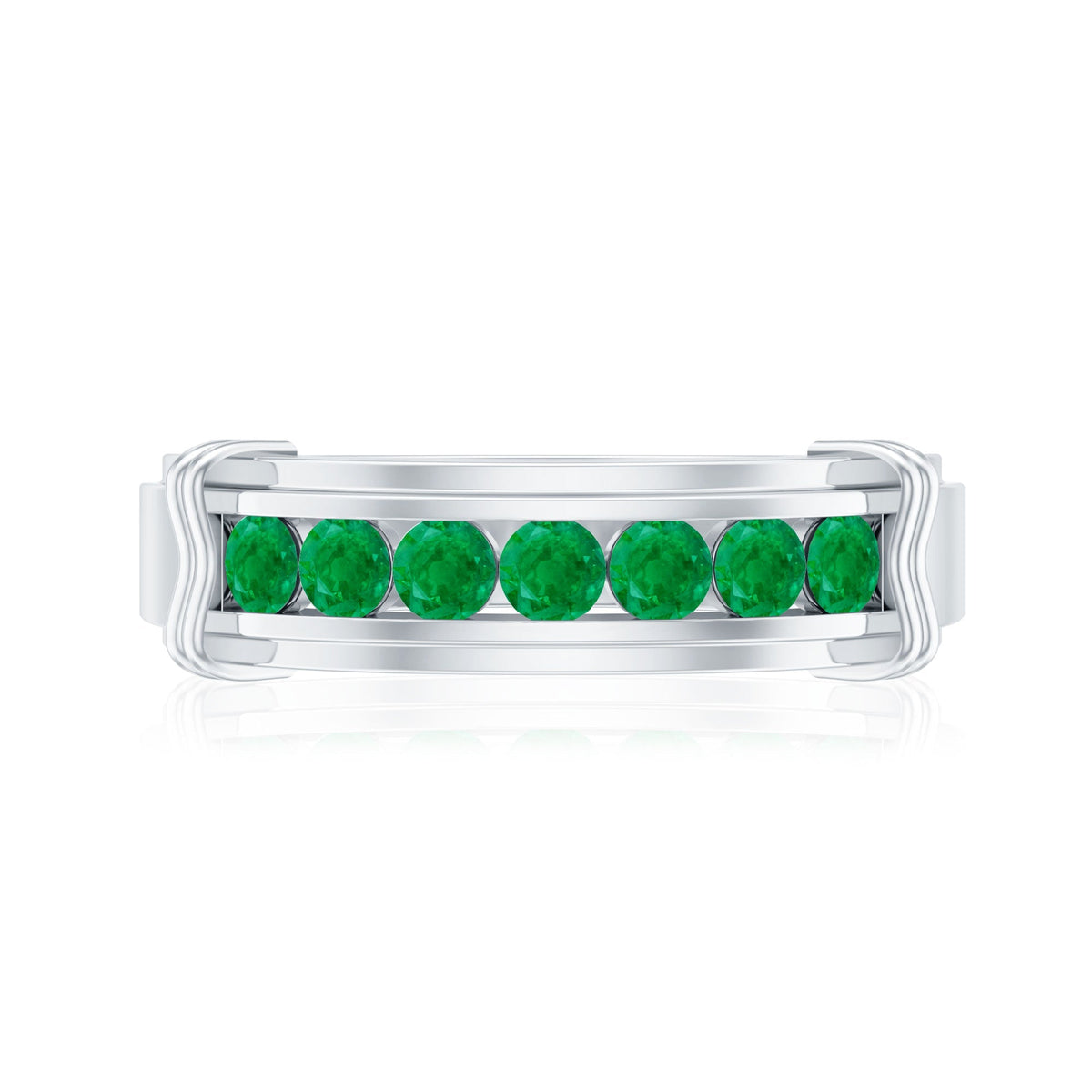 Emerald Wedding Band – Half Eternity Ring With Channel Set Green Gemstones