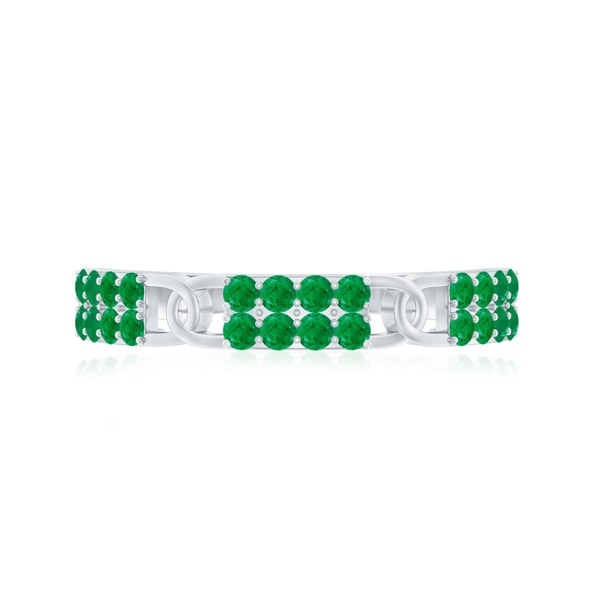 Emerald Wedding Band - Interlocking Half Eternity Ring with AAA Quality Emeralds