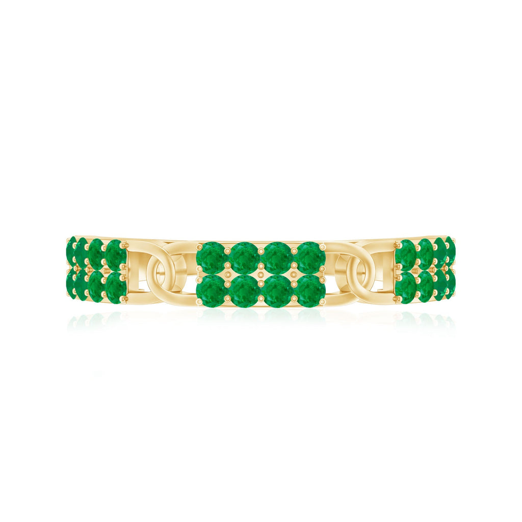 Emerald Wedding Band - Interlocking Half Eternity Ring with AAA Quality Emeralds