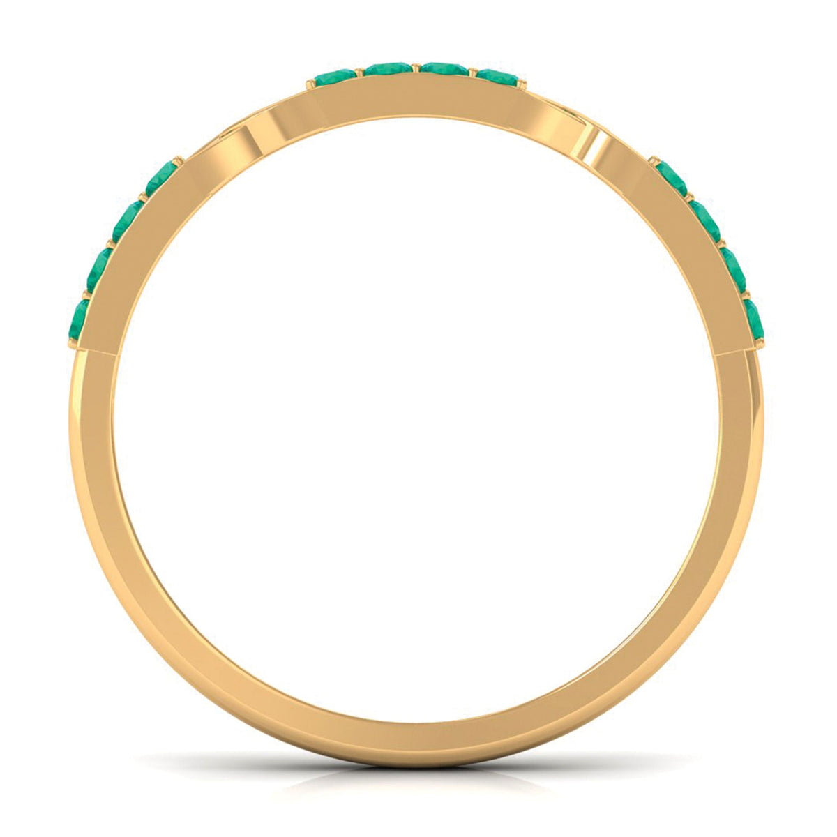 Emerald Wedding Band - Interlocking Half Eternity Ring with AAA Quality Emeralds