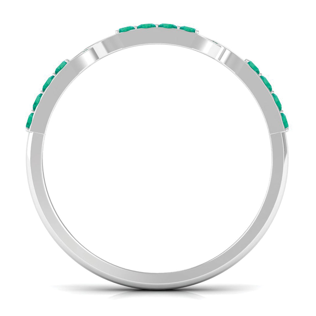 Emerald Wedding Band - Interlocking Half Eternity Ring with AAA Quality Emeralds