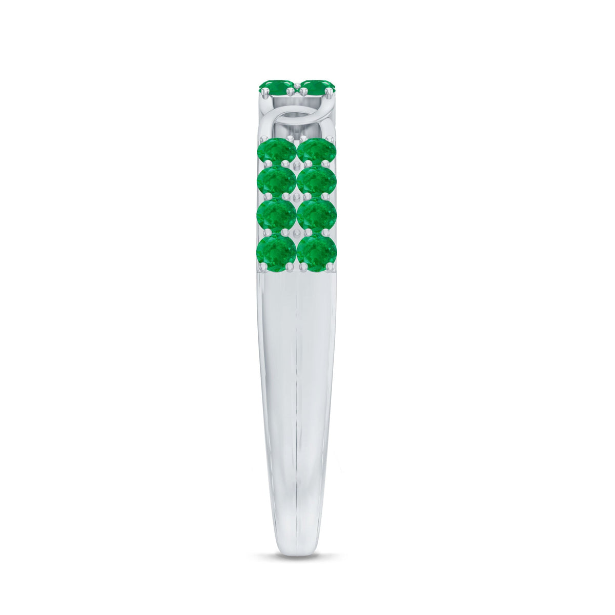 Emerald Wedding Band - Interlocking Half Eternity Ring with AAA Quality Emeralds