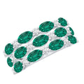Emerald Wedding Band – Oval Cut Lab Grown Emerald & Diamond Eternity Ring