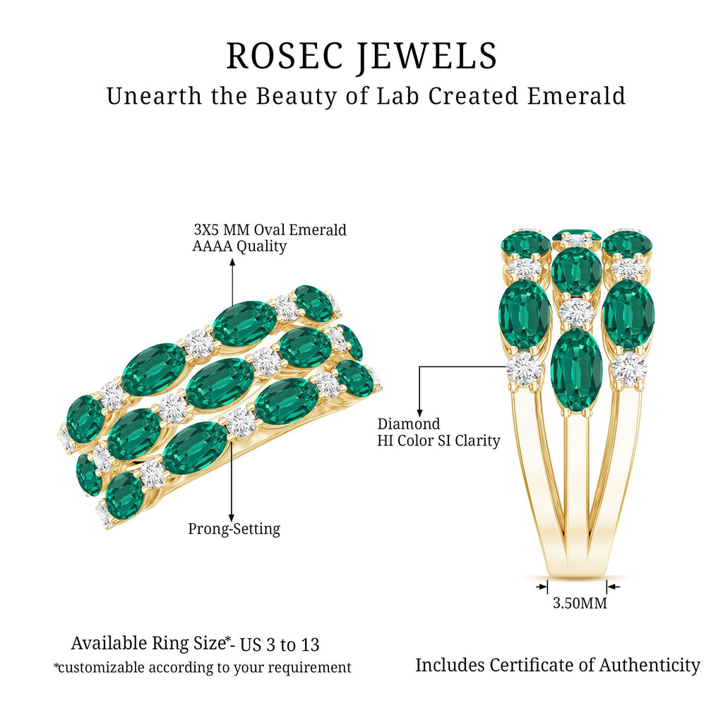 Emerald Wedding Band – Oval Cut Lab Grown Emerald & Diamond Eternity Ring