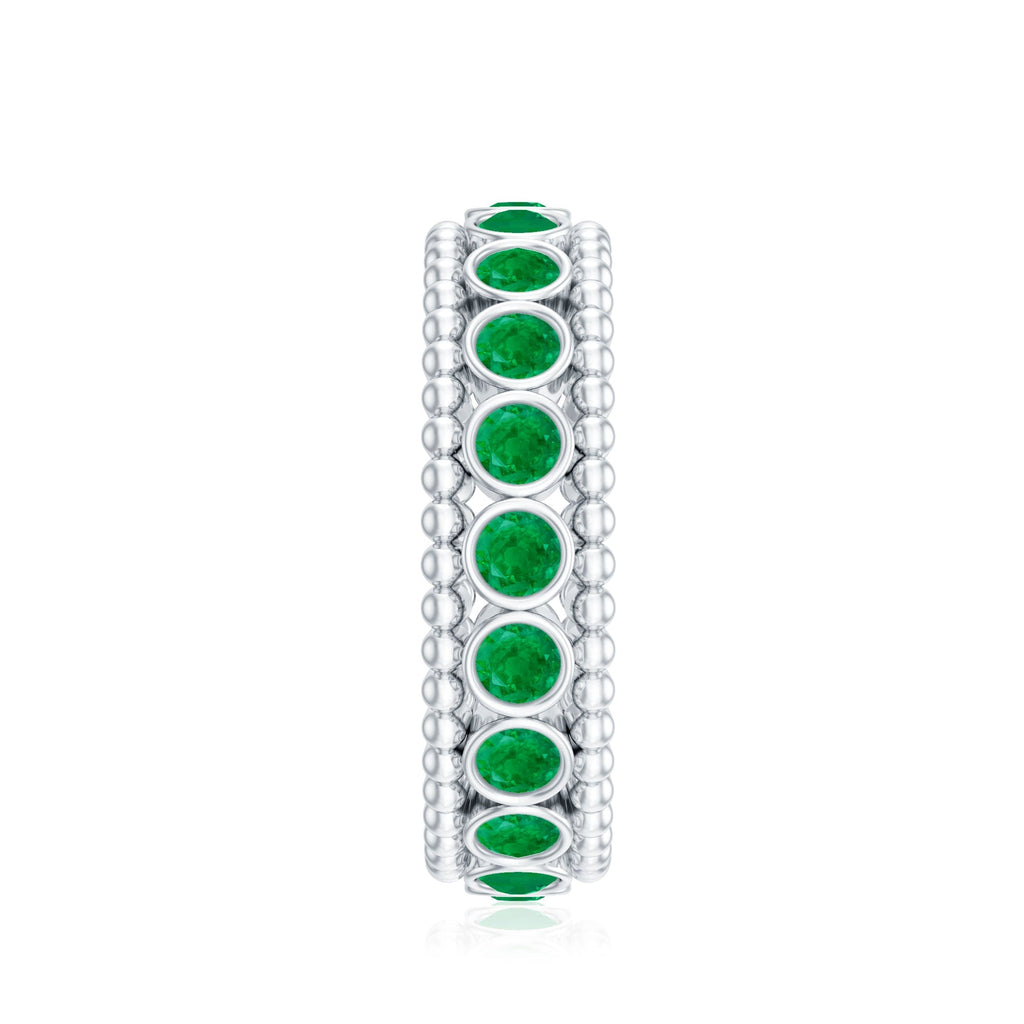 Emerald Wedding Band – Vintage Bezel Setting Ring with AAA Quality Emeralds