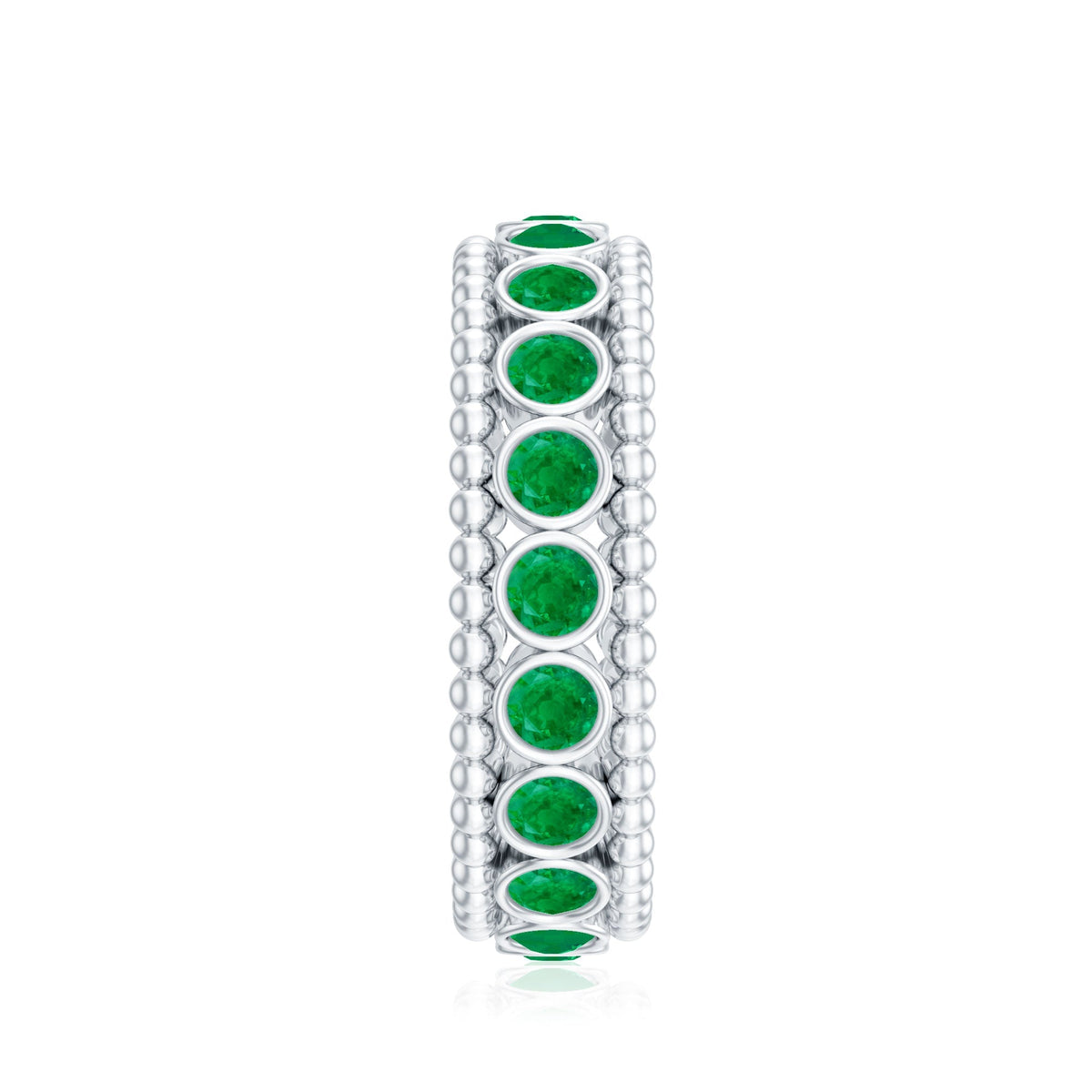 Emerald Wedding Band – Vintage Bezel Setting Ring with AAA Quality Emeralds