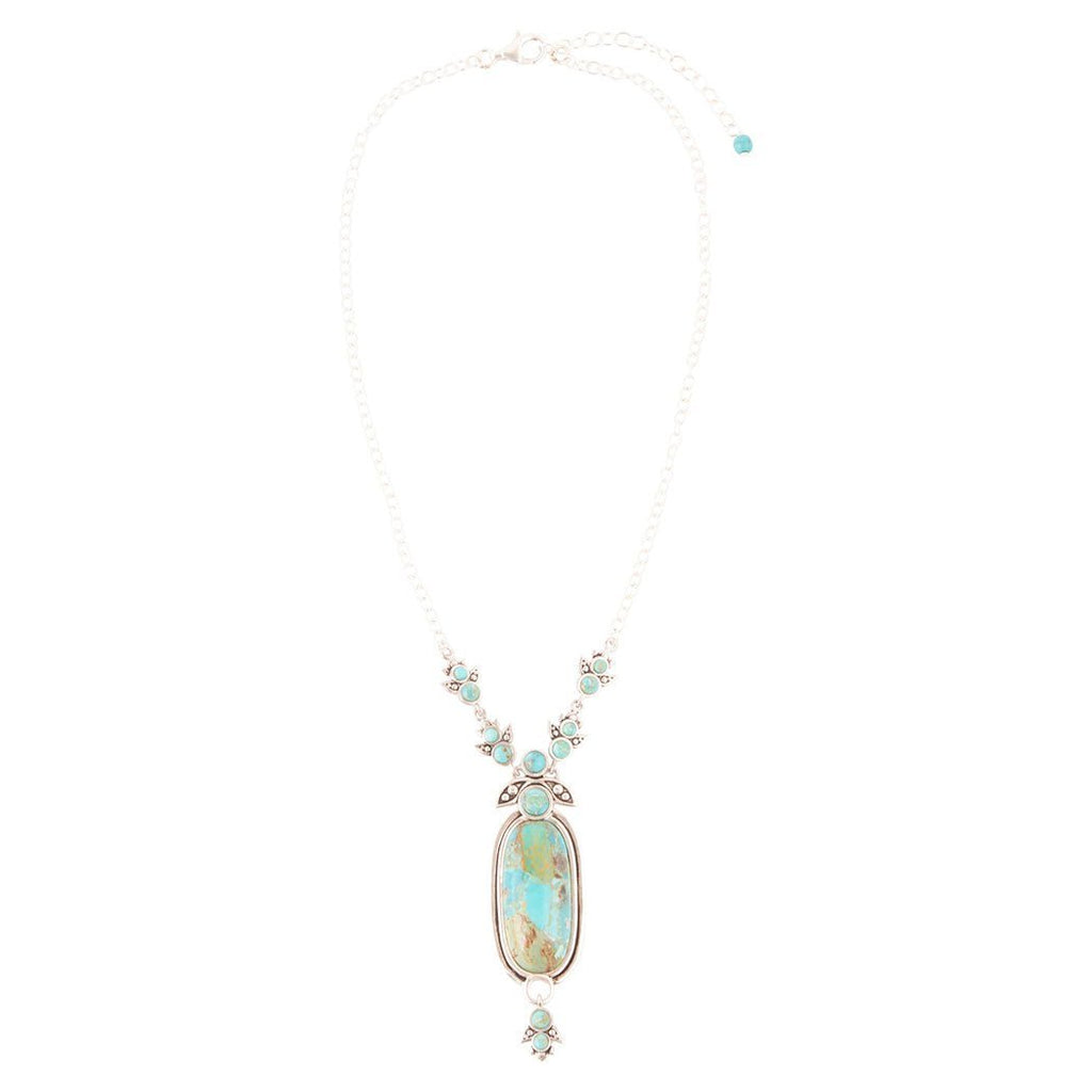 Emile Sterling Silver and Blue Turquoise Pendant Necklace