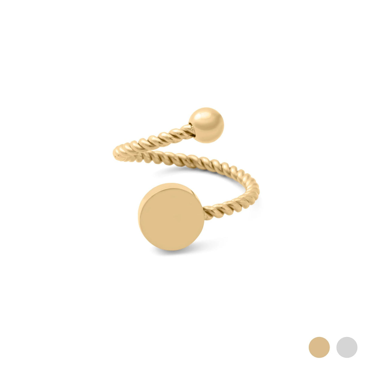 18K Gold PVD Stainless Steel Engraveable Adjustable Ring- gold main
