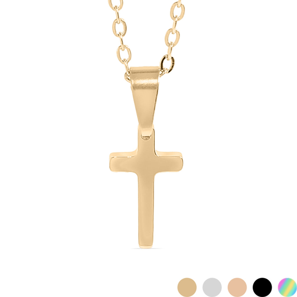 Engraved Cross Necklace | Durable Gold Cross Pendant – 18K Gold PVD Stainless Steel - Necklaces | Sunflower Soul Boutique