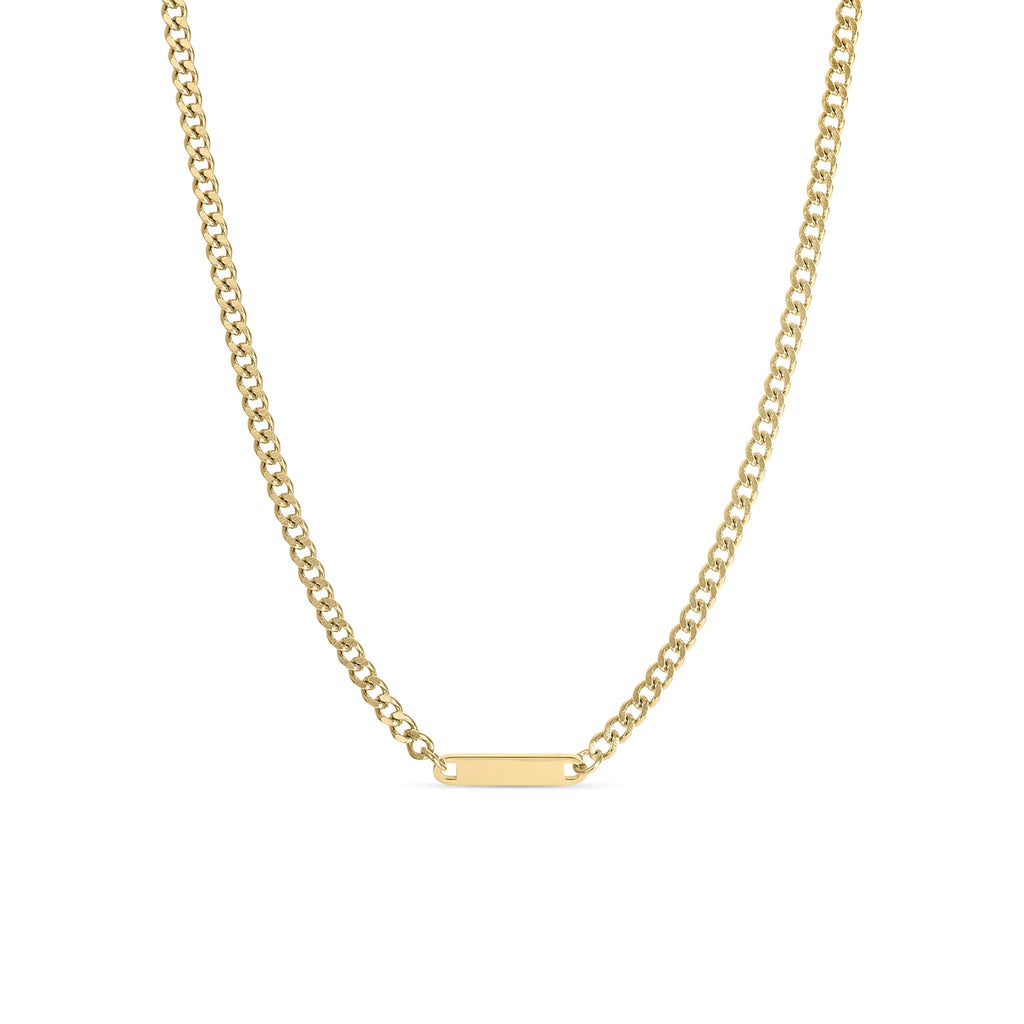 Engraved Gold Curb Necklace – Adjustable Chain, 316L Surgical Steel, PVD Coated Jewelry - Necklaces | Sunflower Soul Boutique