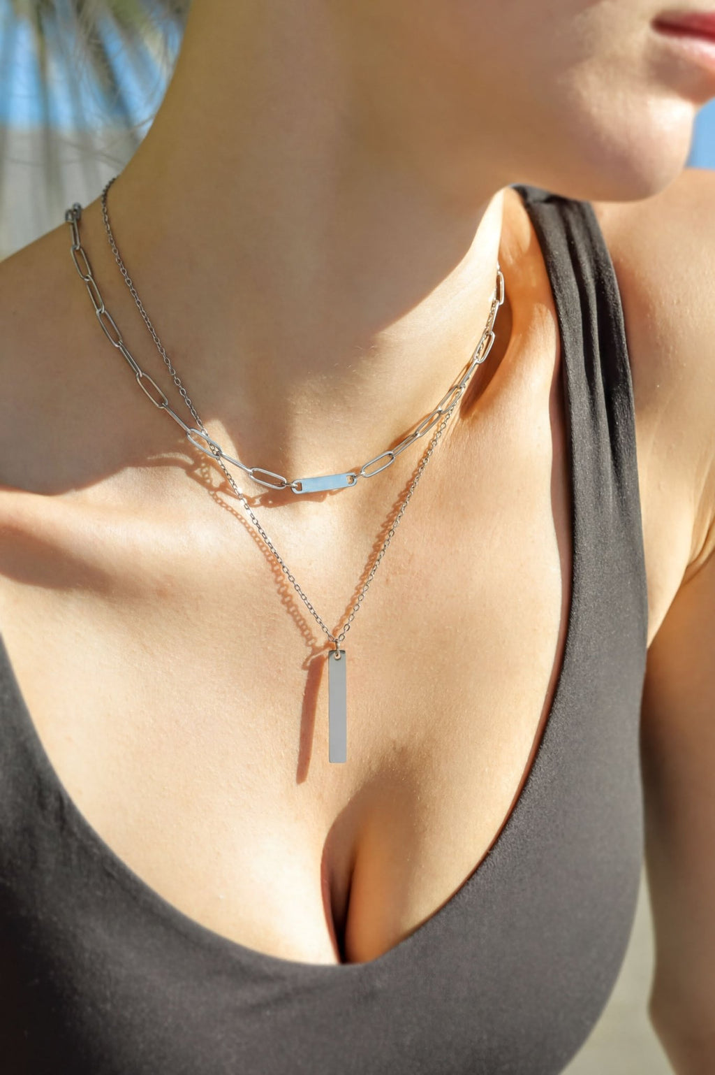 Engraved Gold Necklace – 18K Gold Paperclip Chain with Custom Bar Pendant - Necklaces | Sunflower Soul Boutique