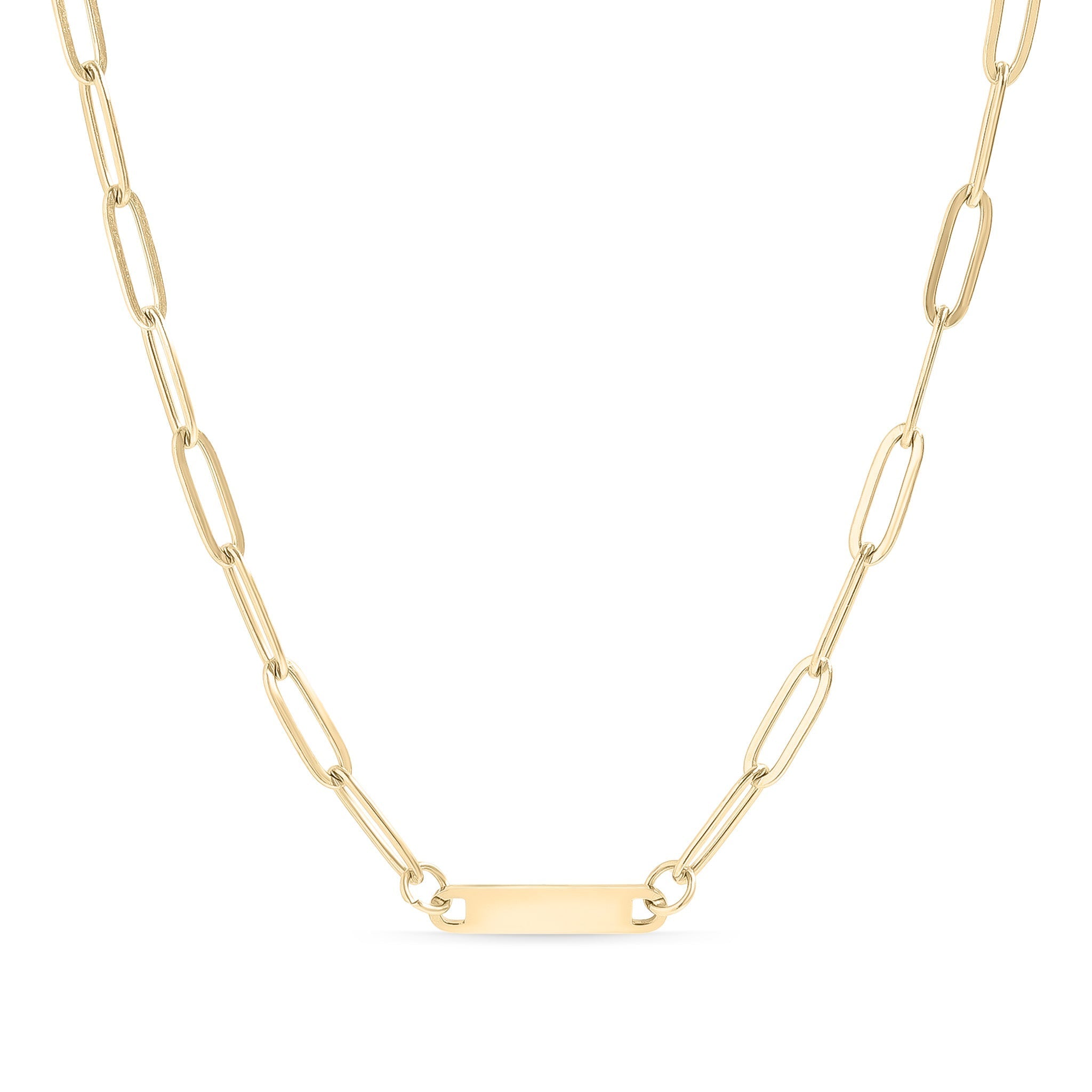 Engraved Gold Necklace – 18K Gold Paperclip Chain with Custom Bar Pendant - Necklaces | Sunflower Soul Boutique