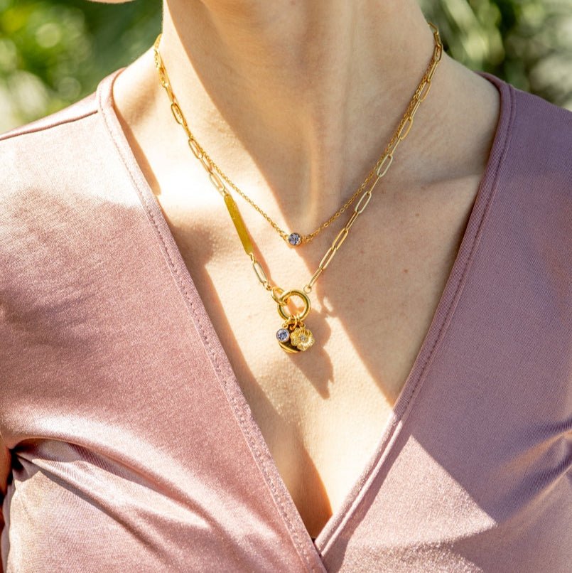 Engraved Gold Necklace – 18K Paperclip Chain With Carabiner Clasp Jewelry - Necklaces | Sunflower Soul Boutique