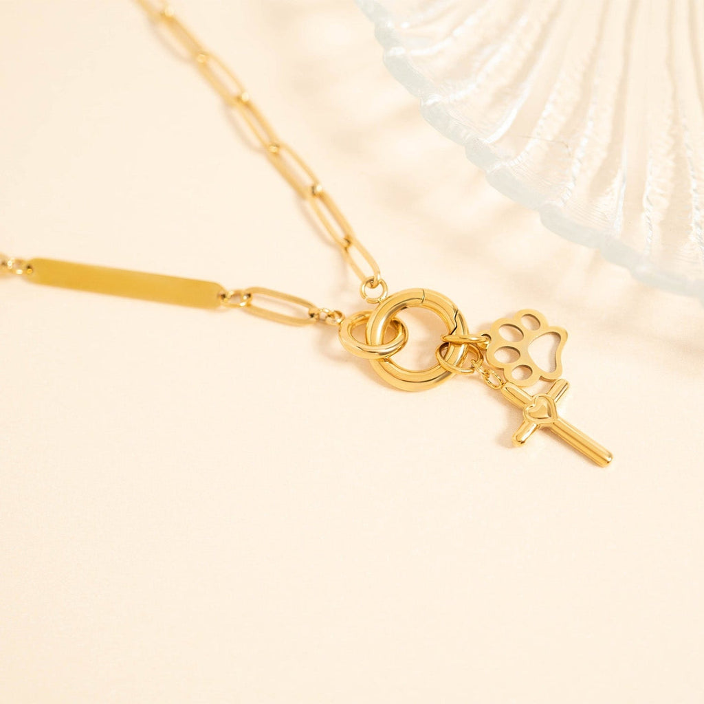 Engraved Gold Necklace – 18K Paperclip Chain With Carabiner Clasp Jewelry - Necklaces | Sunflower Soul Boutique
