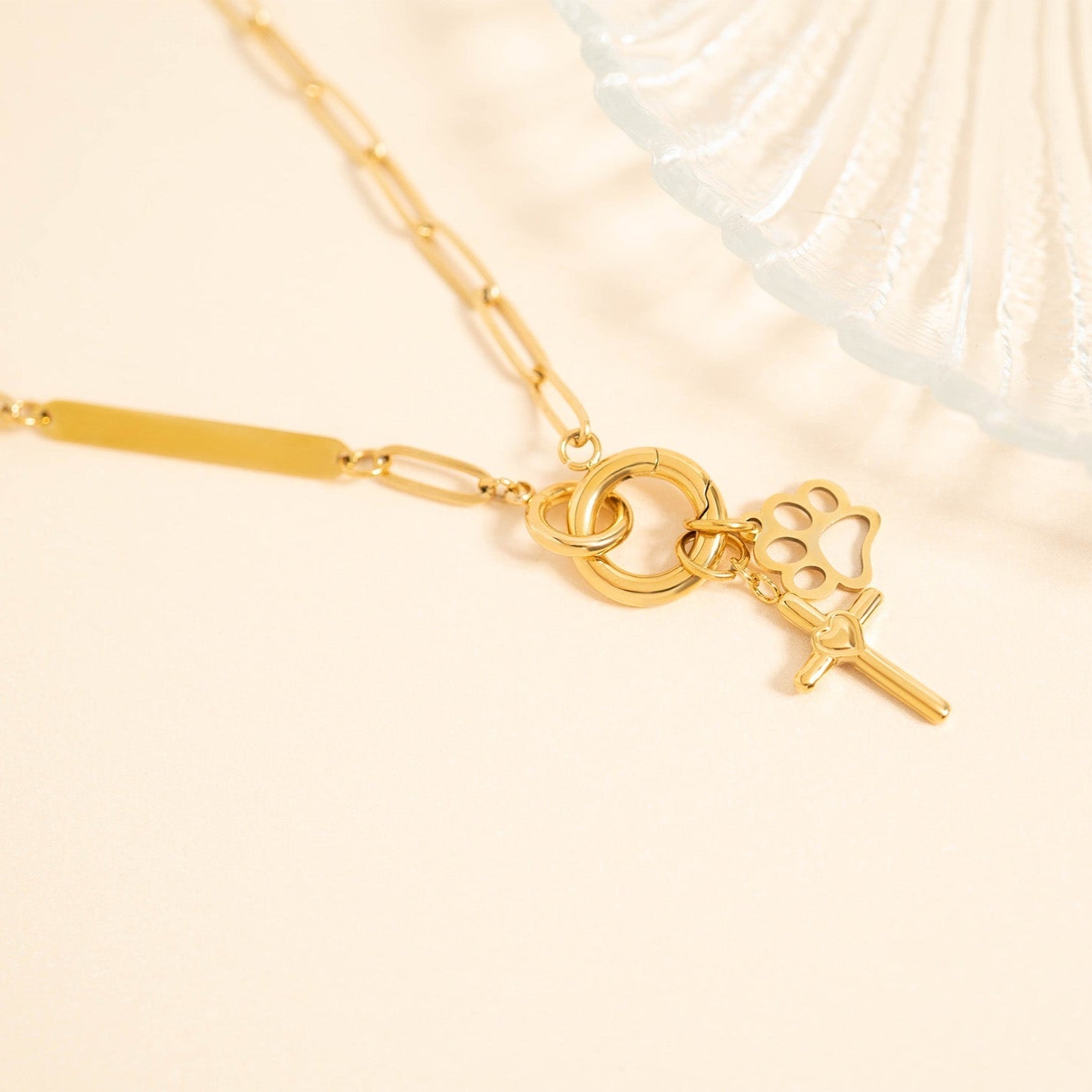 Engraved Gold Necklace – 18K Paperclip Chain With Carabiner Clasp Jewelry - Necklaces | Sunflower Soul Boutique