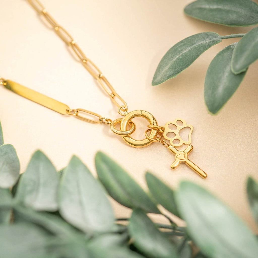 Engraved Gold Necklace – 18K Paperclip Chain With Carabiner Clasp Jewelry - Necklaces | Sunflower Soul Boutique