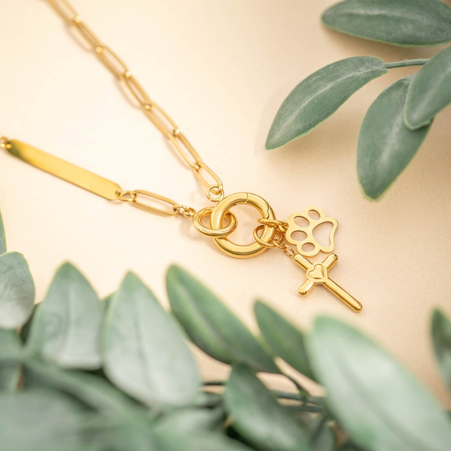 Engraved Gold Necklace – 18K Paperclip Chain With Carabiner Clasp Jewelry - Necklaces | Sunflower Soul Boutique