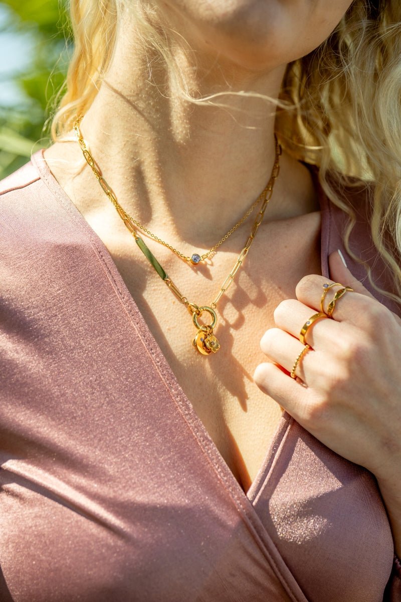 Engraved Gold Necklace – 18K Paperclip Chain With Carabiner Clasp Jewelry - Necklaces | Sunflower Soul Boutique