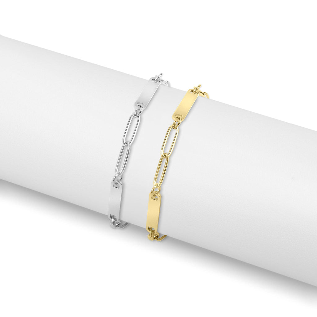 Engraved Gold Paperclip Bracelet – Custom Name Bar | 18K Stainless Steel Jewelry - Bracelets | Sunflower Soul Boutique