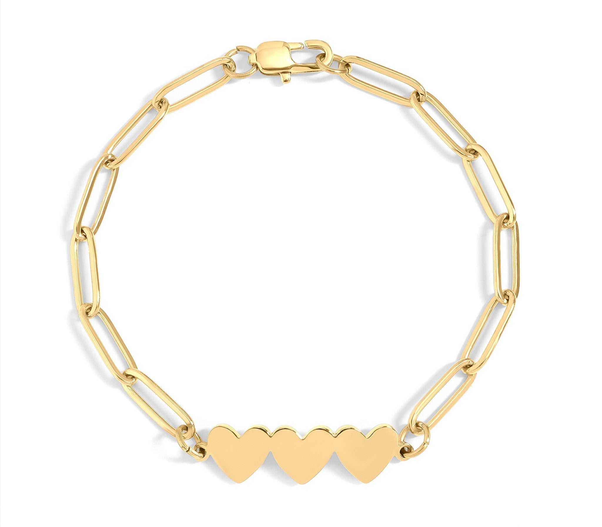 Engraved Heart Bracelet – Stainless Steel Paperclip Chain With 3 Charms - bracelet | Sunflower Soul Boutique