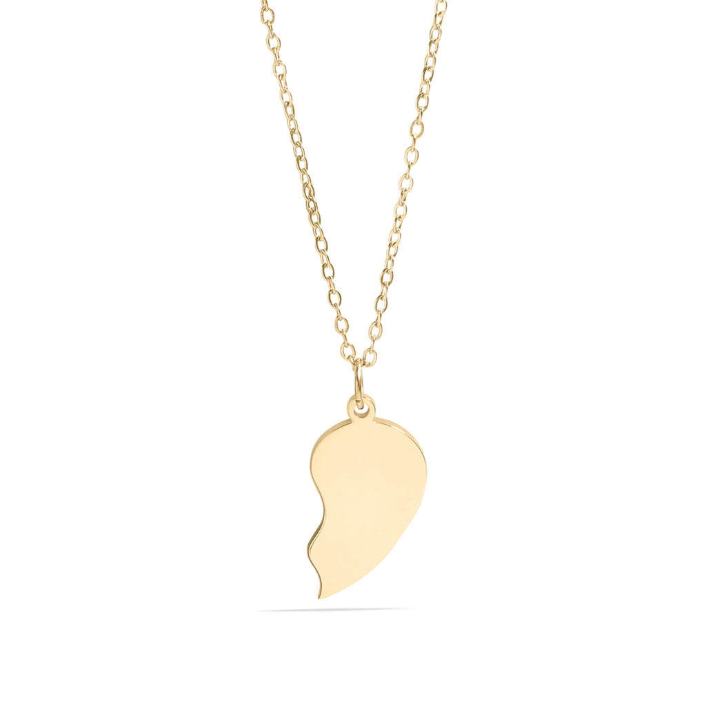 Engraved Heart Necklace – 18K Gold PVD Coated Break Apart Pendant Set for Couples - Necklaces | Sunflower Soul Boutique