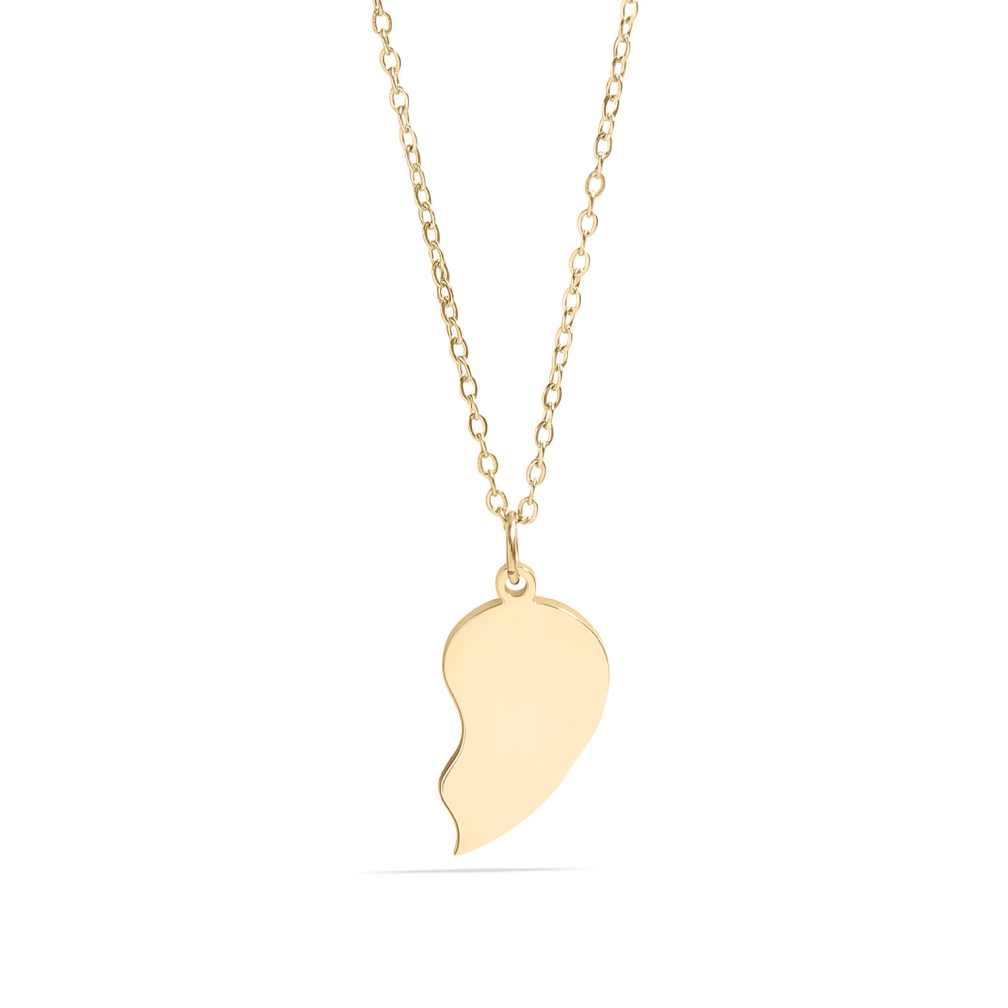 Engraved Heart Necklace – 18K Gold PVD Coated Break Apart Pendant Set for Couples - Necklaces | Sunflower Soul Boutique